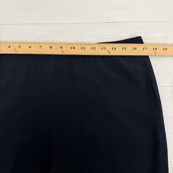 Eileen Fisher 100% Silk Crepe Wide Leg Pants Large Petite Black Pull On Flowy - Picture 9 of 14